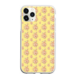 Чехол iPhone 11 Pro матовый Розовые пионы на желтом фоне, цвет: 3D-белый