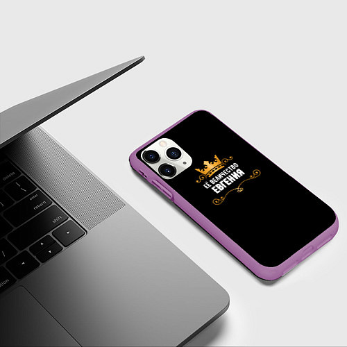 Чехол iPhone 11 Pro матовый Её величество Евгения / 3D-Фиолетовый – фото 3