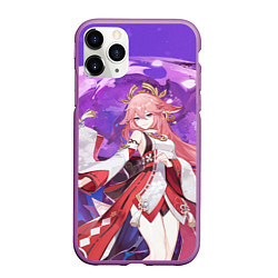 Чехол iPhone 11 Pro матовый Yae Miko Genshin Impact, цвет: 3D-фиолетовый