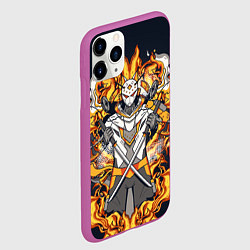 Чехол iPhone 11 Pro матовый Огненный страж в маске, цвет: 3D-фиолетовый — фото 2