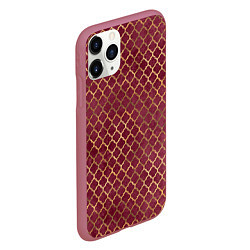 Чехол iPhone 11 Pro матовый Gold & Red pattern, цвет: 3D-малиновый — фото 2