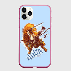 Чехол iPhone 11 Pro матовый Крейзи белка-ниндзя, цвет: 3D-малиновый
