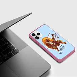 Чехол iPhone 11 Pro матовый Крейзи белка-ниндзя, цвет: 3D-малиновый — фото 2