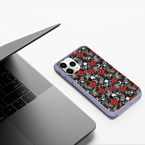 Чехол iPhone 11 Pro матовый Бесы и Смерть / 3D-Светло-сиреневый – фото 3