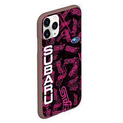 Чехол iPhone 11 Pro матовый SUBARU STI PATTERN, цвет: 3D-коричневый — фото 2