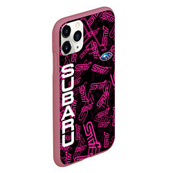 Чехол iPhone 11 Pro матовый SUBARU STI PATTERN, цвет: 3D-малиновый — фото 2