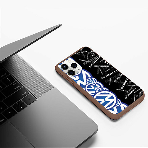 Чехол iPhone 11 Pro матовый Volkswagen Scirocco Half Pattern / 3D-Коричневый – фото 3