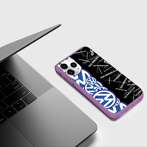 Чехол iPhone 11 Pro матовый Volkswagen Scirocco Half Pattern / 3D-Фиолетовый – фото 3