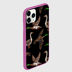 Чехол iPhone 11 Pro матовый Утки паттерн, цвет: 3D-фиолетовый — фото 2