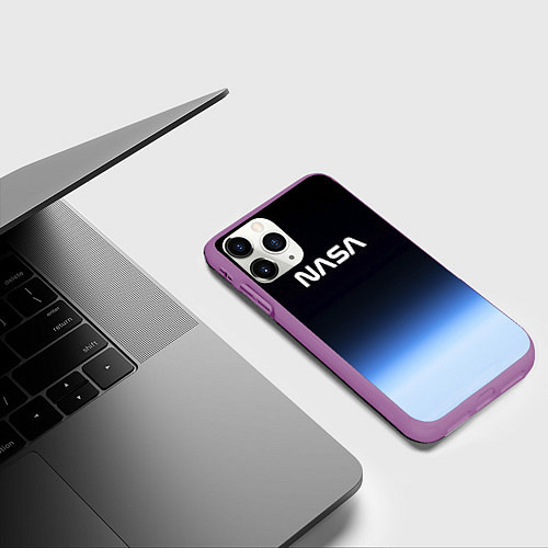 Чехол iPhone 11 Pro матовый NASA с МКС / 3D-Фиолетовый – фото 3