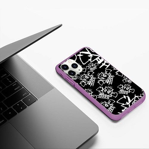 Чехол iPhone 11 Pro матовый JINX PATTERN ДЖИНКС / 3D-Фиолетовый – фото 3