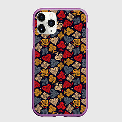 Чехол iPhone 11 Pro матовый Карточные Масти Cards, цвет: 3D-фиолетовый