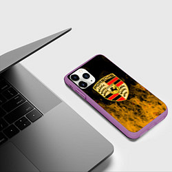 Чехол iPhone 11 Pro матовый Porsche порше огонь, цвет: 3D-фиолетовый — фото 2