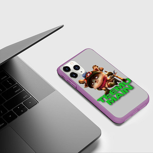 Чехол iPhone 11 Pro матовый Teemo main / 3D-Фиолетовый – фото 3