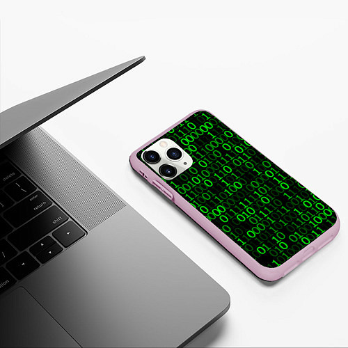 Чехол iPhone 11 Pro матовый Бинарный Код Binary Code / 3D-Розовый – фото 3