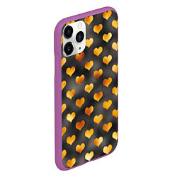Чехол iPhone 11 Pro матовый Сердечки Gold and Black, цвет: 3D-фиолетовый — фото 2
