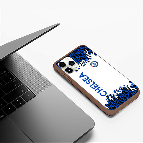 Чехол iPhone 11 Pro матовый Chelsea челси спорт / 3D-Коричневый – фото 3