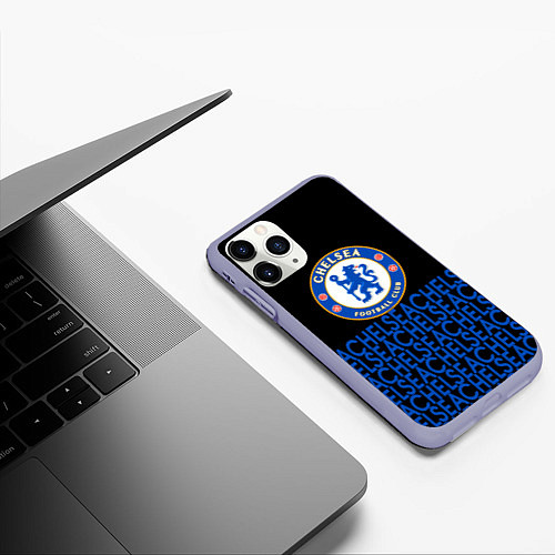 Чехол iPhone 11 Pro матовый Chelsea челси паттерн / 3D-Светло-сиреневый – фото 3