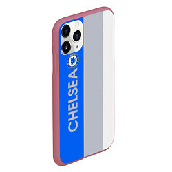 Чехол iPhone 11 Pro матовый Chelsea football club, цвет: 3D-малиновый — фото 2