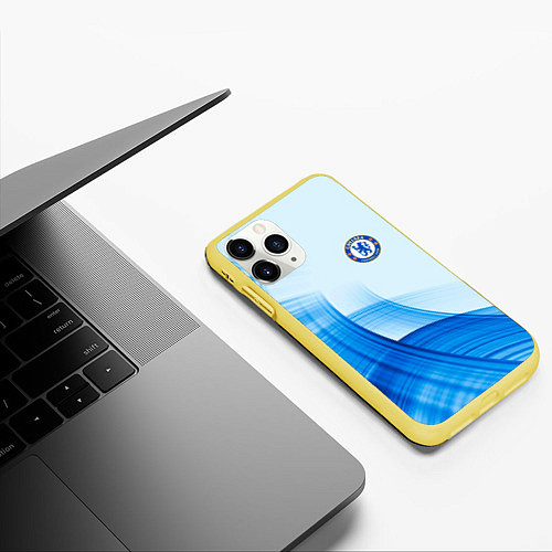 Чехол iPhone 11 Pro матовый Chelsea FC челси фк / 3D-Желтый – фото 3