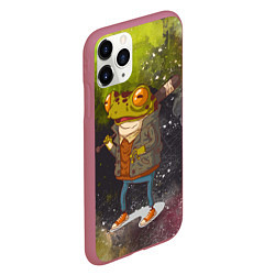 Чехол iPhone 11 Pro матовый Лягушка хулиган Frog hooligan, цвет: 3D-малиновый — фото 2