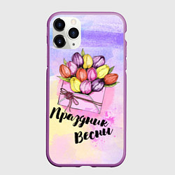 Чехол iPhone 11 Pro матовый Письмо весны, цвет: 3D-фиолетовый