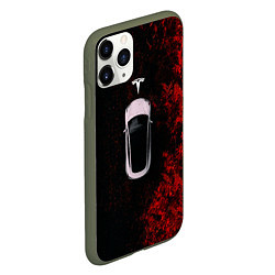 Чехол iPhone 11 Pro матовый TESLA - КРАСНЫЙ КЛЁН ТЕСЛА, цвет: 3D-темно-зеленый — фото 2