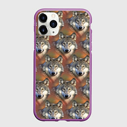Чехол iPhone 11 Pro матовый Волки Wolfs паттерн, цвет: 3D-фиолетовый