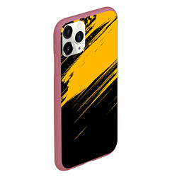 Чехол iPhone 11 Pro матовый Black and yellow grunge, цвет: 3D-малиновый — фото 2