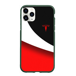 Чехол iPhone 11 Pro матовый TESLA - ЦВЕТА КОМПАНИИ, цвет: 3D-темно-зеленый