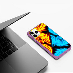 Чехол iPhone 11 Pro матовый НЕОНОВЫЕ ДРАКОНЫ NEON DRAGONS, цвет: 3D-фиолетовый — фото 2