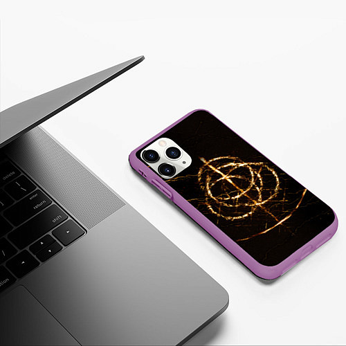 Чехол iPhone 11 Pro матовый ELDEN RING SYMBOL ВЕЛИКИЕ РУНЫ / 3D-Фиолетовый – фото 3