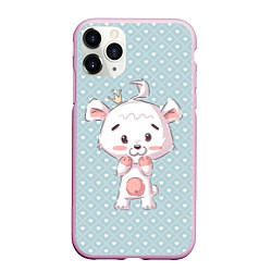 Чехол iPhone 11 Pro матовый Маленький мишка с короной, цвет: 3D-розовый