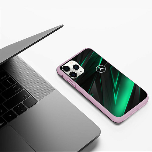 Чехол iPhone 11 Pro матовый MERCEDES-BENZ AMG NEON STRIPES PETRONAS / 3D-Розовый – фото 3