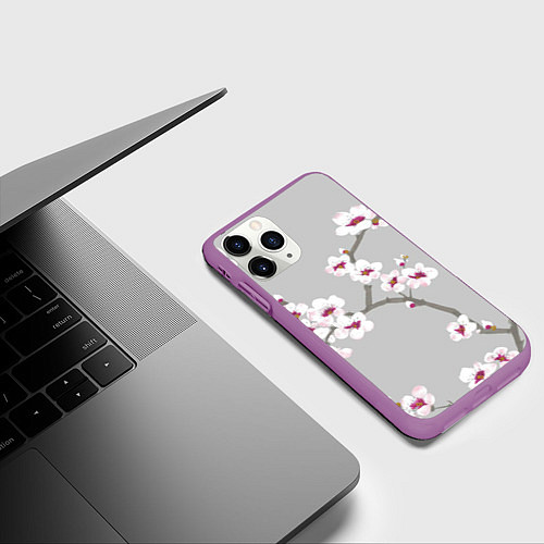 Чехол iPhone 11 Pro матовый Ранняя весна / 3D-Фиолетовый – фото 3