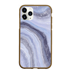 Чехол iPhone 11 Pro матовый Дизайн с эффектом мрамора синего цвета, цвет: 3D-коричневый