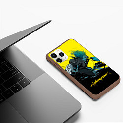 Чехол iPhone 11 Pro матовый Vi Ви на мотоцикле cyberpunk 2077, цвет: 3D-коричневый — фото 2