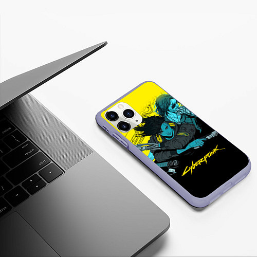 Чехол iPhone 11 Pro матовый Ви и Джонни Cyberpunk 2077 Vi johnny / 3D-Светло-сиреневый – фото 3