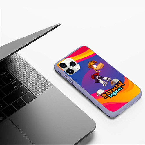 Чехол iPhone 11 Pro матовый Rayman абстрактные волны / 3D-Светло-сиреневый – фото 3