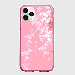 Чехол iPhone 11 Pro матовый Цветущая ива, цвет: 3D-малиновый