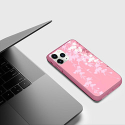 Чехол iPhone 11 Pro матовый Цветущая ива, цвет: 3D-малиновый — фото 2