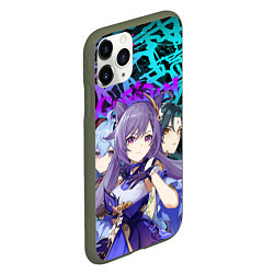 Чехол iPhone 11 Pro матовый ГЕРОИНИ GENSHIN IMPACT NEON GRAFFITI, цвет: 3D-темно-зеленый — фото 2