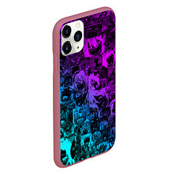 Чехол iPhone 11 Pro матовый AHEGAO NEON GIRL НЕОНОВЫЙ АХЕГАО, цвет: 3D-малиновый — фото 2