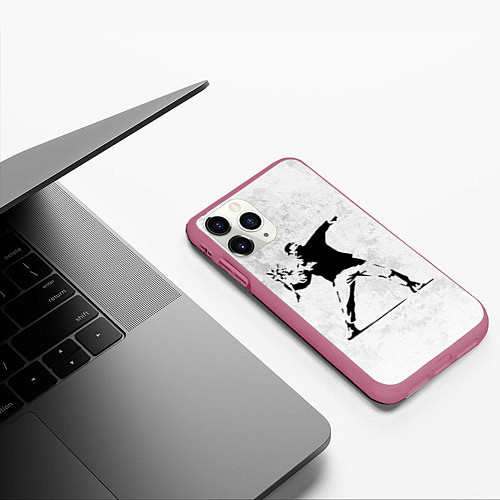 Чехол iPhone 11 Pro матовый BANKSY БУНТ RIOT БЭНКСИ / 3D-Малиновый – фото 3