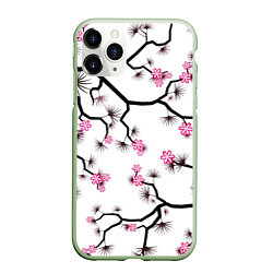 Чехол iPhone 11 Pro матовый Цветущий шиповник, цвет: 3D-салатовый