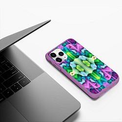 Чехол iPhone 11 Pro матовый Калейдоскоп паттерн, цвет: 3D-фиолетовый — фото 2