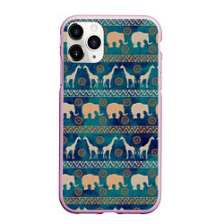Чехол iPhone 11 Pro матовый Жирафы и слоны, цвет: 3D-розовый