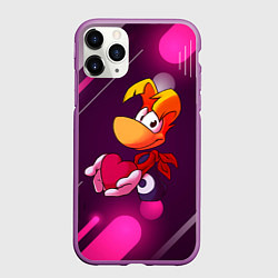 Чехол iPhone 11 Pro матовый Rayman держит сердце в руках, цвет: 3D-фиолетовый