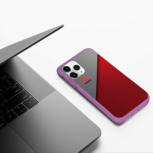 Чехол iPhone 11 Pro матовый Mitsubishi Texture / 3D-Фиолетовый – фото 3