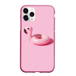 Чехол iPhone 11 Pro матовый Flamingos Розовый фламинго, цвет: 3D-малиновый